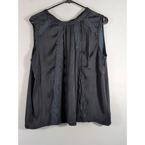 G By Giuliana Women's Lacey Sleeveless Top Large Black